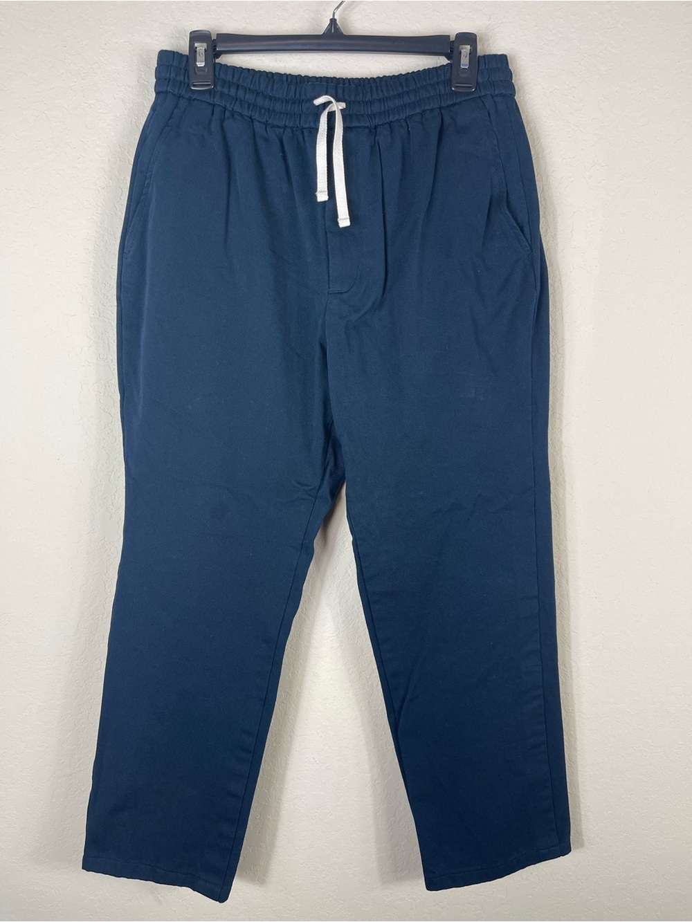 Luxury Italian Men’s Cotton Twill Drawstring Pants Navy Blue Size IT 46